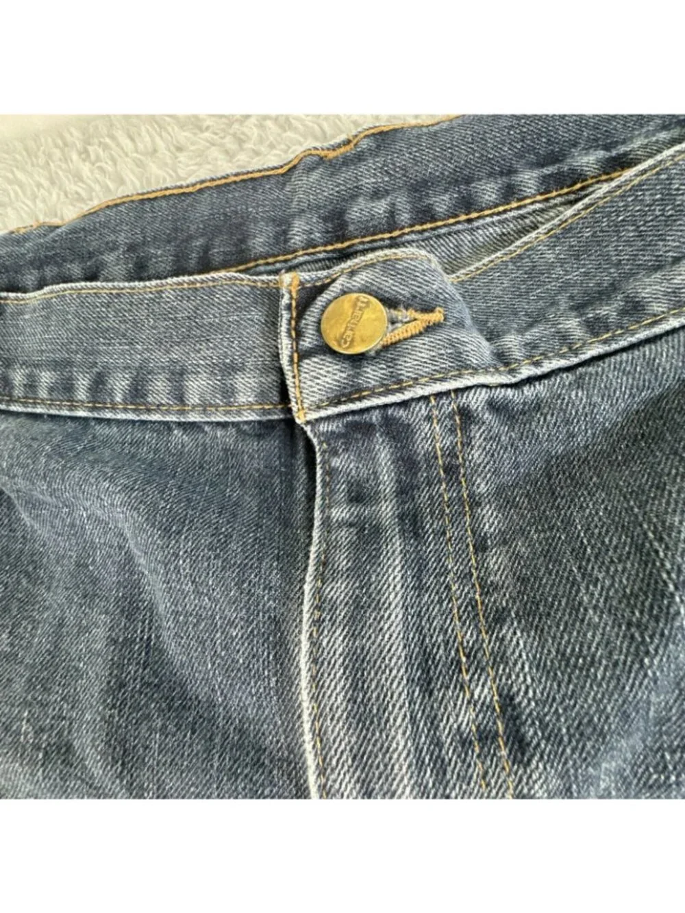 Carhartt Mens Relaxed Fit Blue Denim Jeans 42x32 Classic Workwear Durable USA